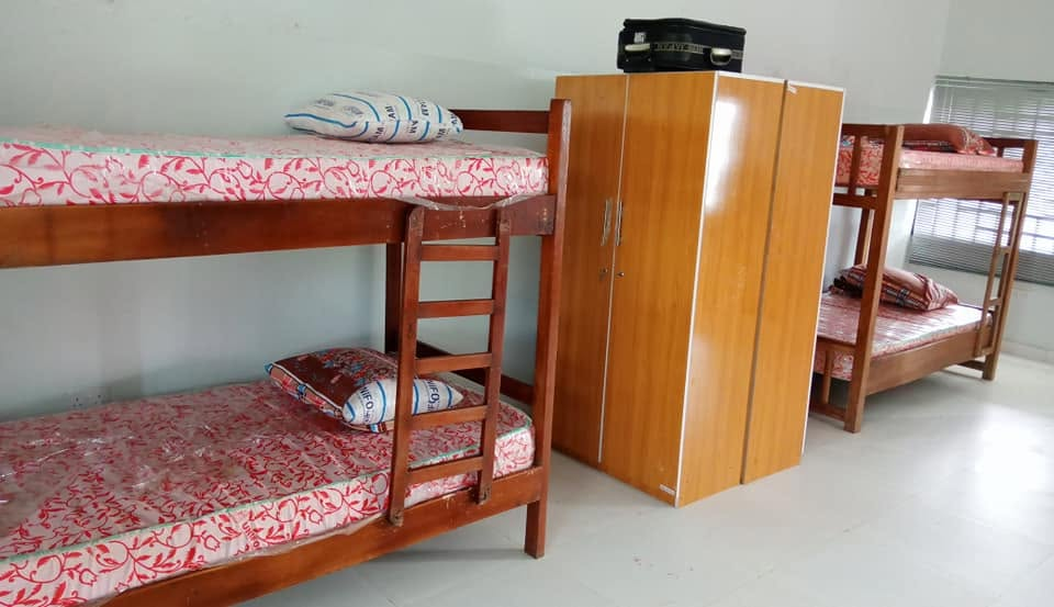 Clean and comfortable student dormitory room interior